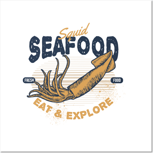 Squid seafood fresh food eat and explore Wall Art by monami